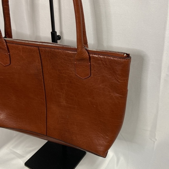HOBO The Original Leather Zip Top Dual Handle Tote Bag British Brown - Picture 6 of 8